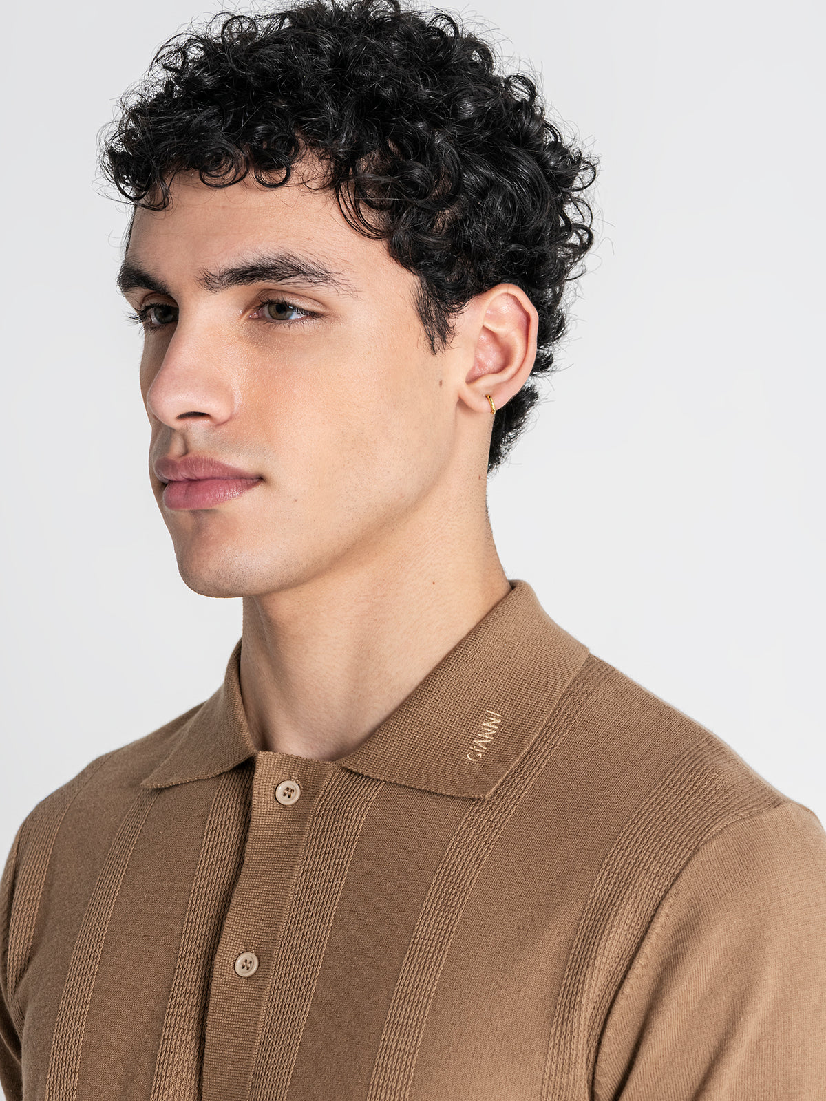 shirts / Taupe Linear Knit Shirt