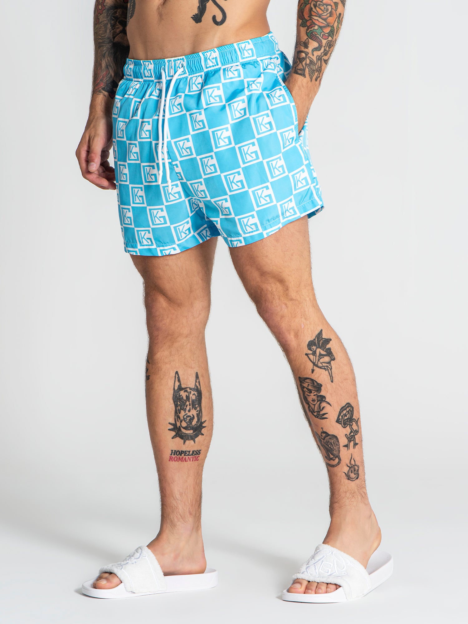 Light Blue Checkers Swimshorts