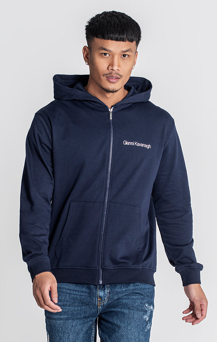 Navy Blue Essential Micro Hoodie Jacket