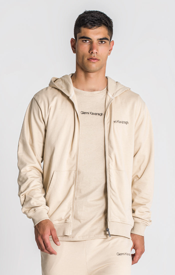 Beige Essential Micro Hoodie Jacket