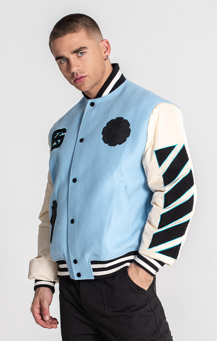 Blue Patches Bomber Jacket