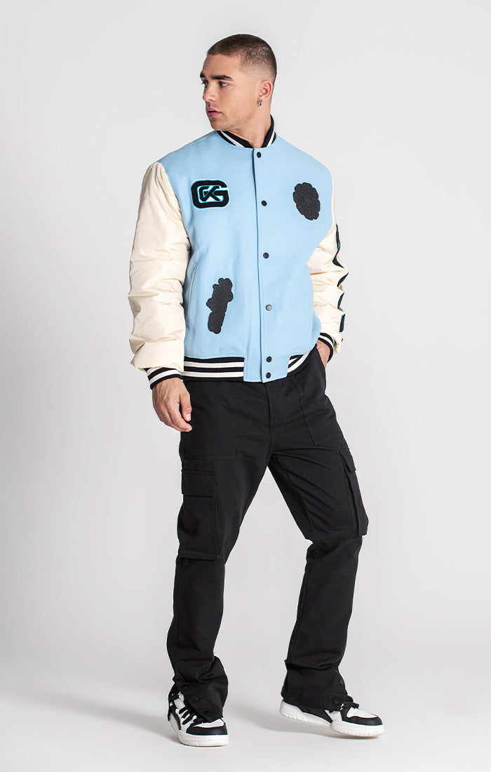 Blue Patches Bomber Jacket