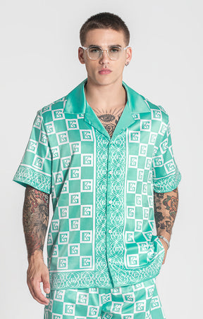 shirts / Green Checkers Satin Shirt