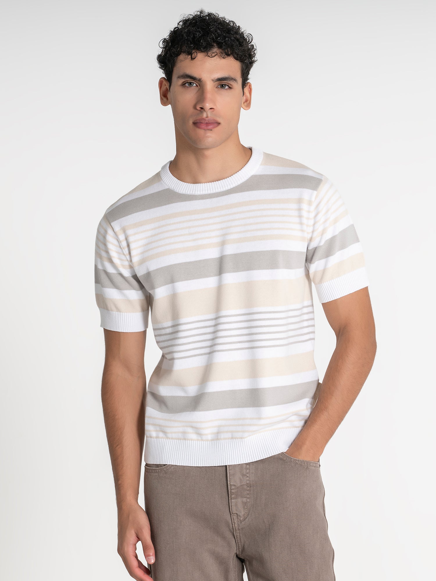 White Retro Knit Tee