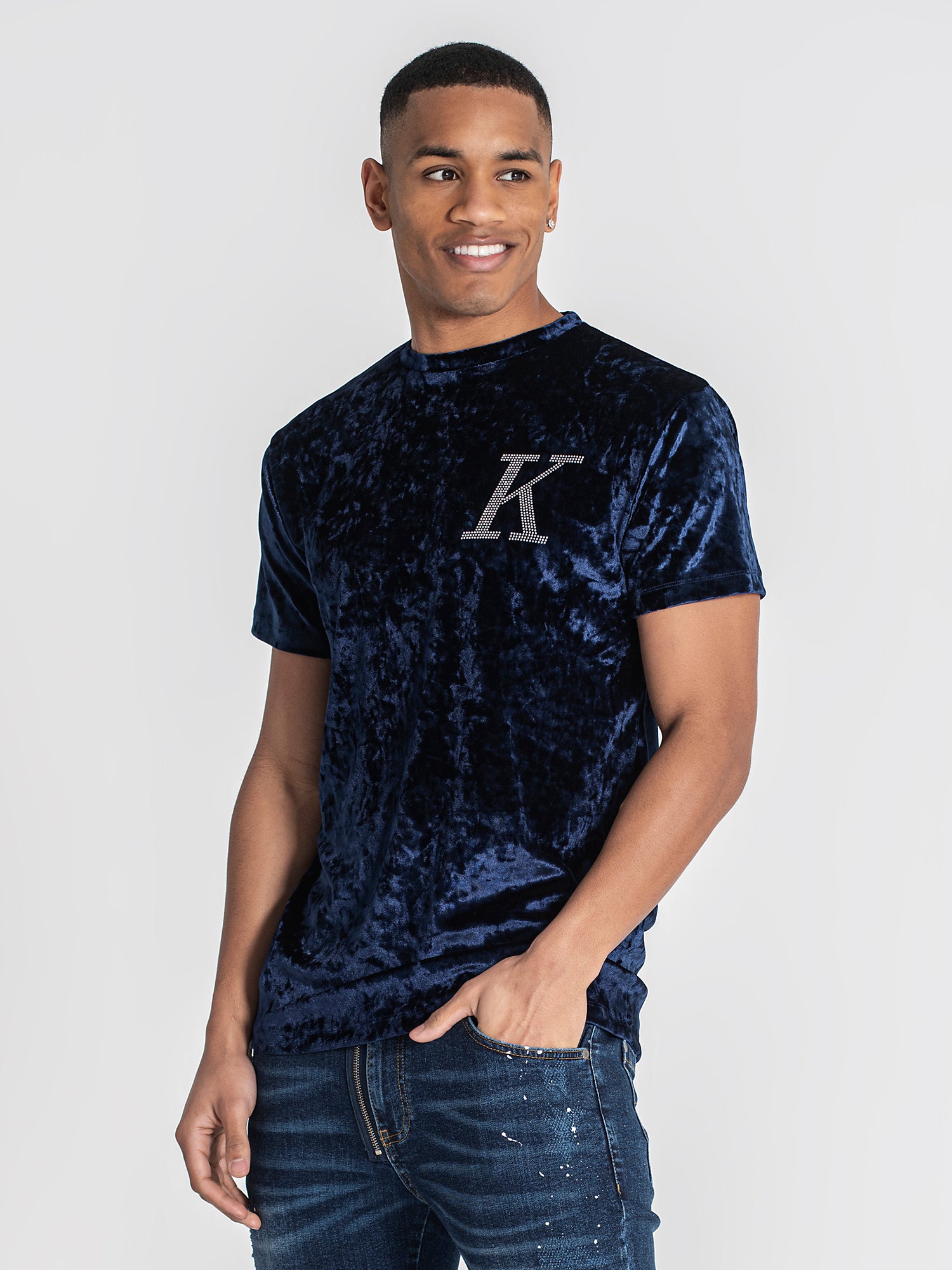 Dark Blue K Velvet Tee