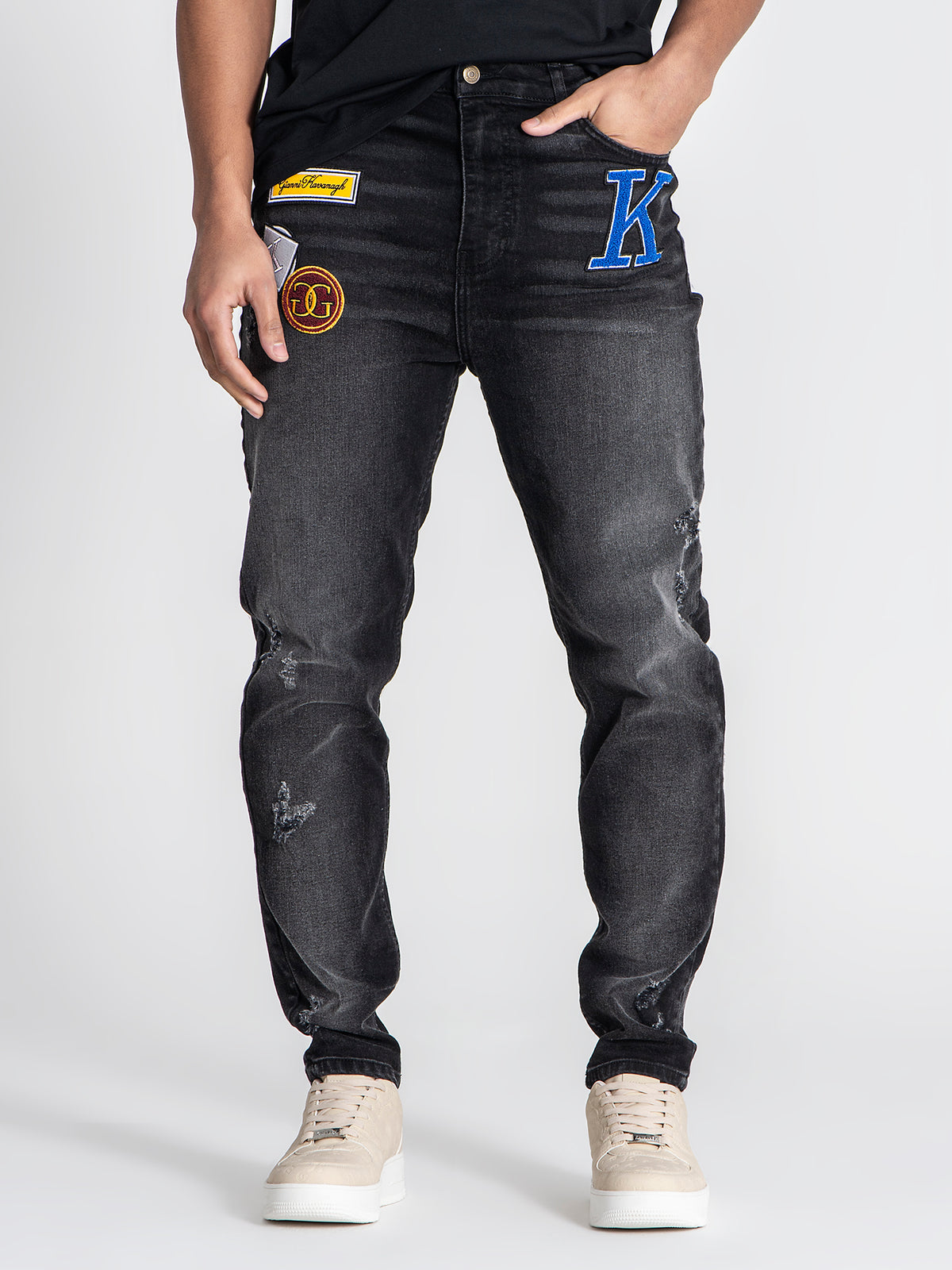 jeans / Black Collage Patch Jeans