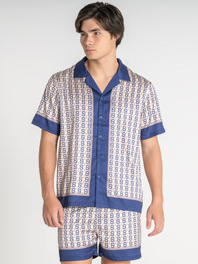 shirts / Blue GG Mania Satin Shirt