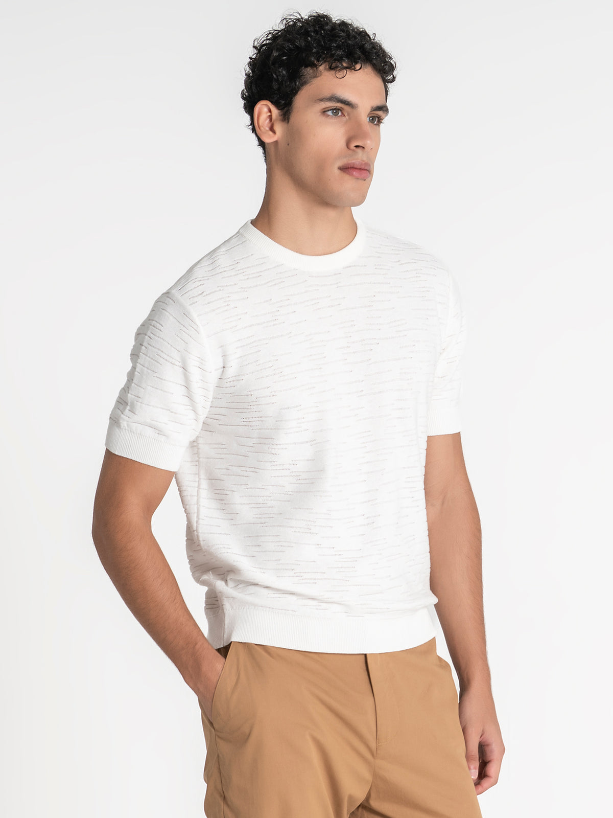 Camiseta De Punto Blanca Uneven