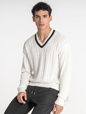 sweats / White Cable Sweater