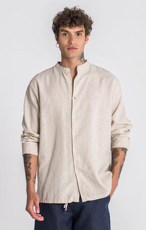 shirts / Beige Linen Grandad Shirt