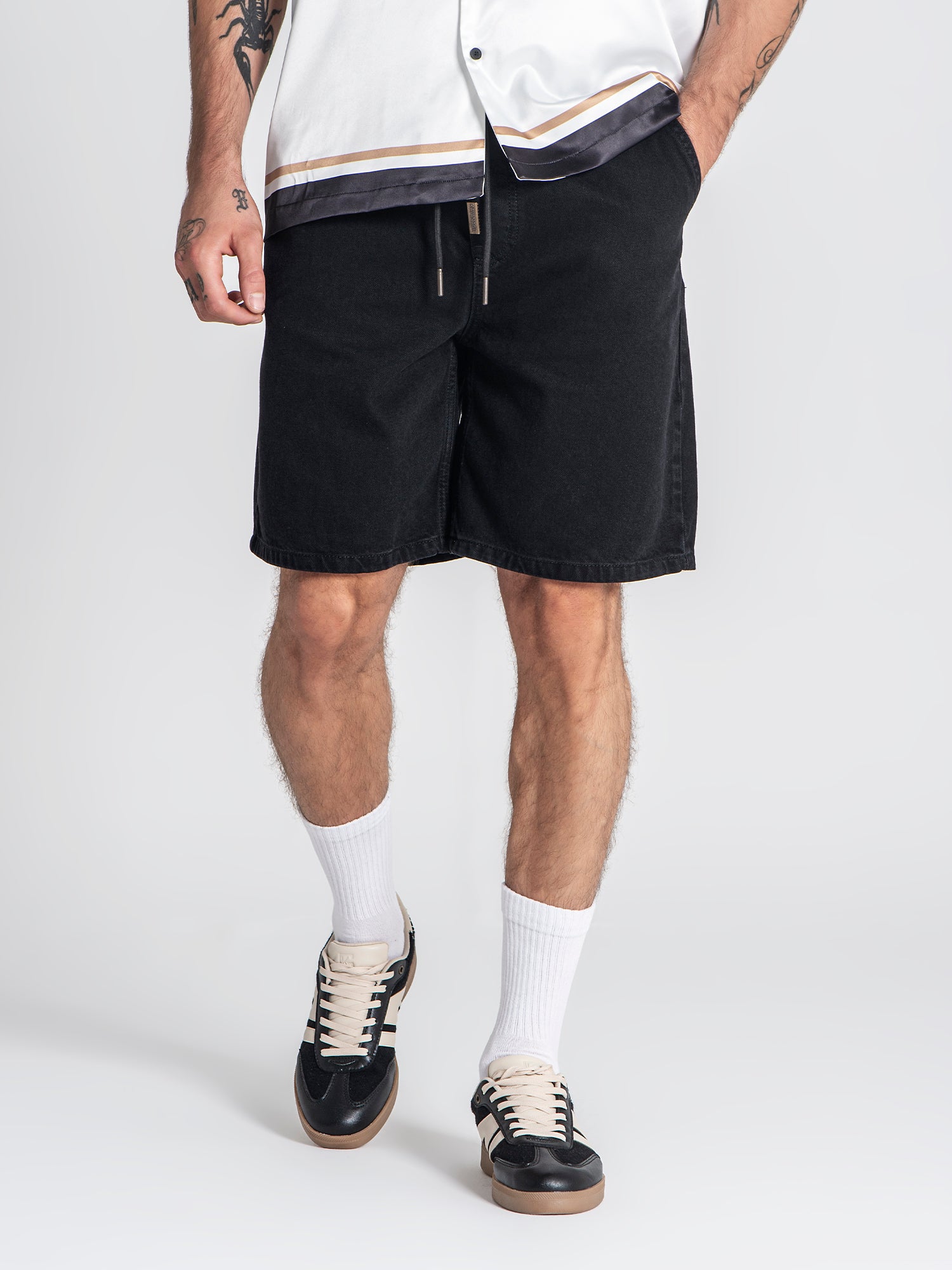 Black Elastic Waist Shorts