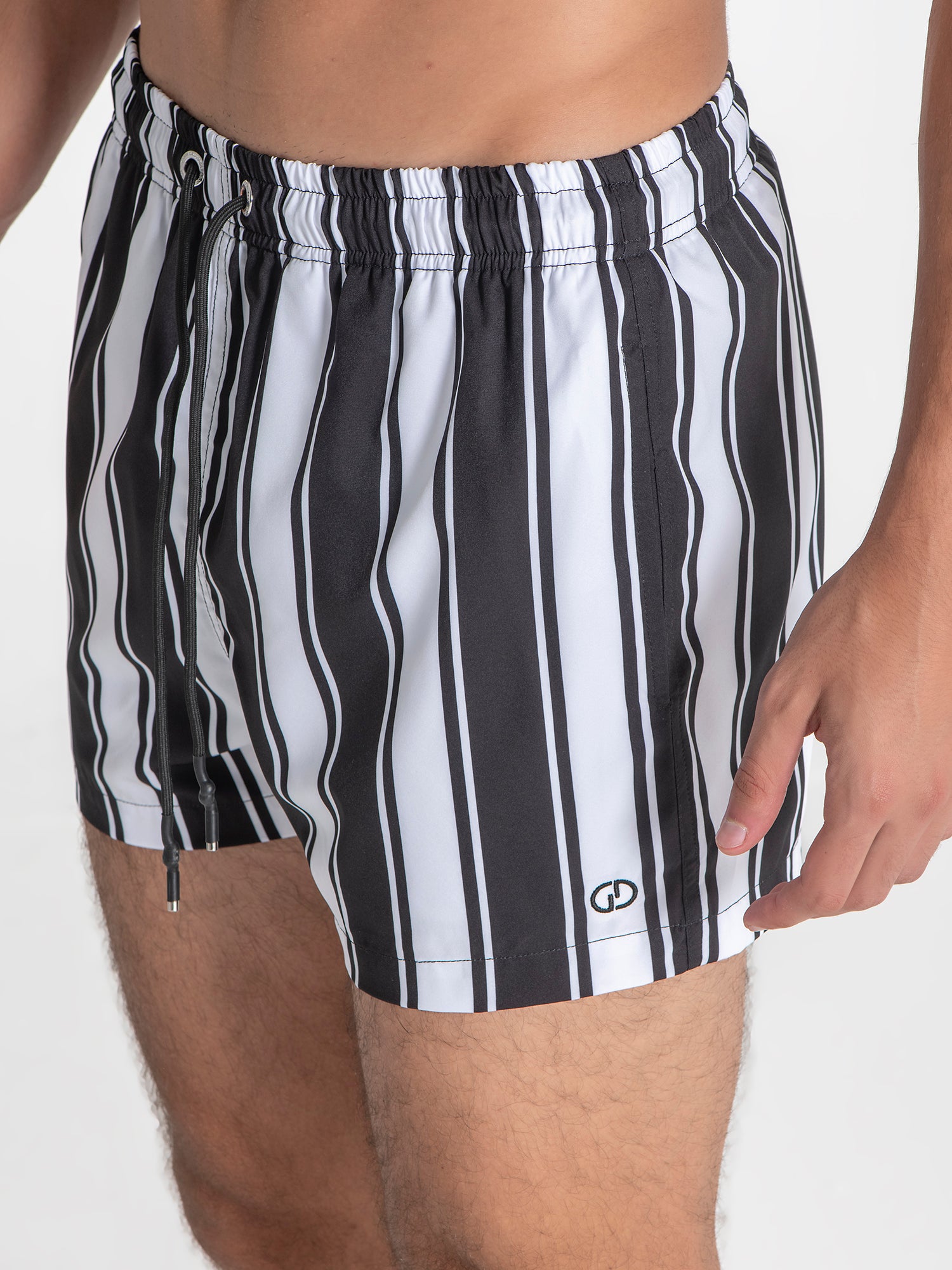 Black Striped Swimshorts