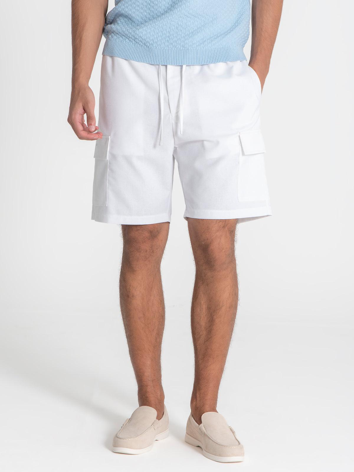 shorts / White Cargo Linen Shorts