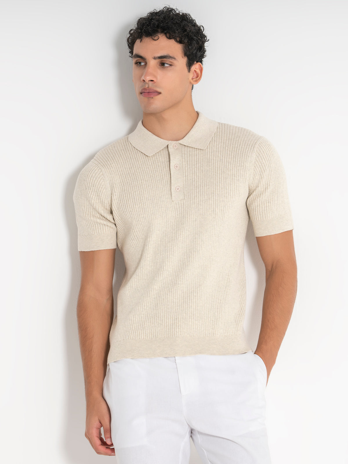 polos / Beige Essential Knit Polo