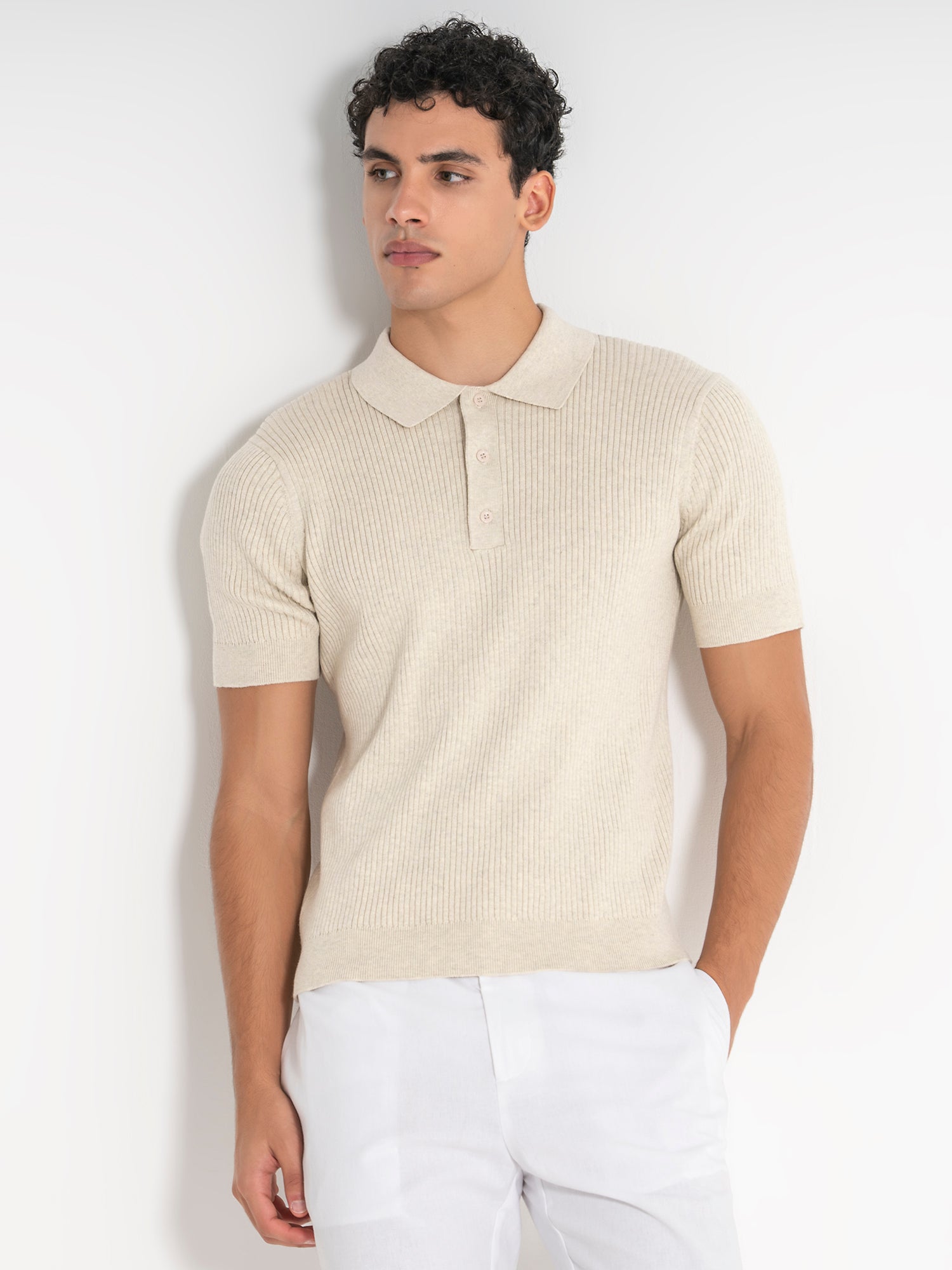 polos / Beige Essential Knit Polo