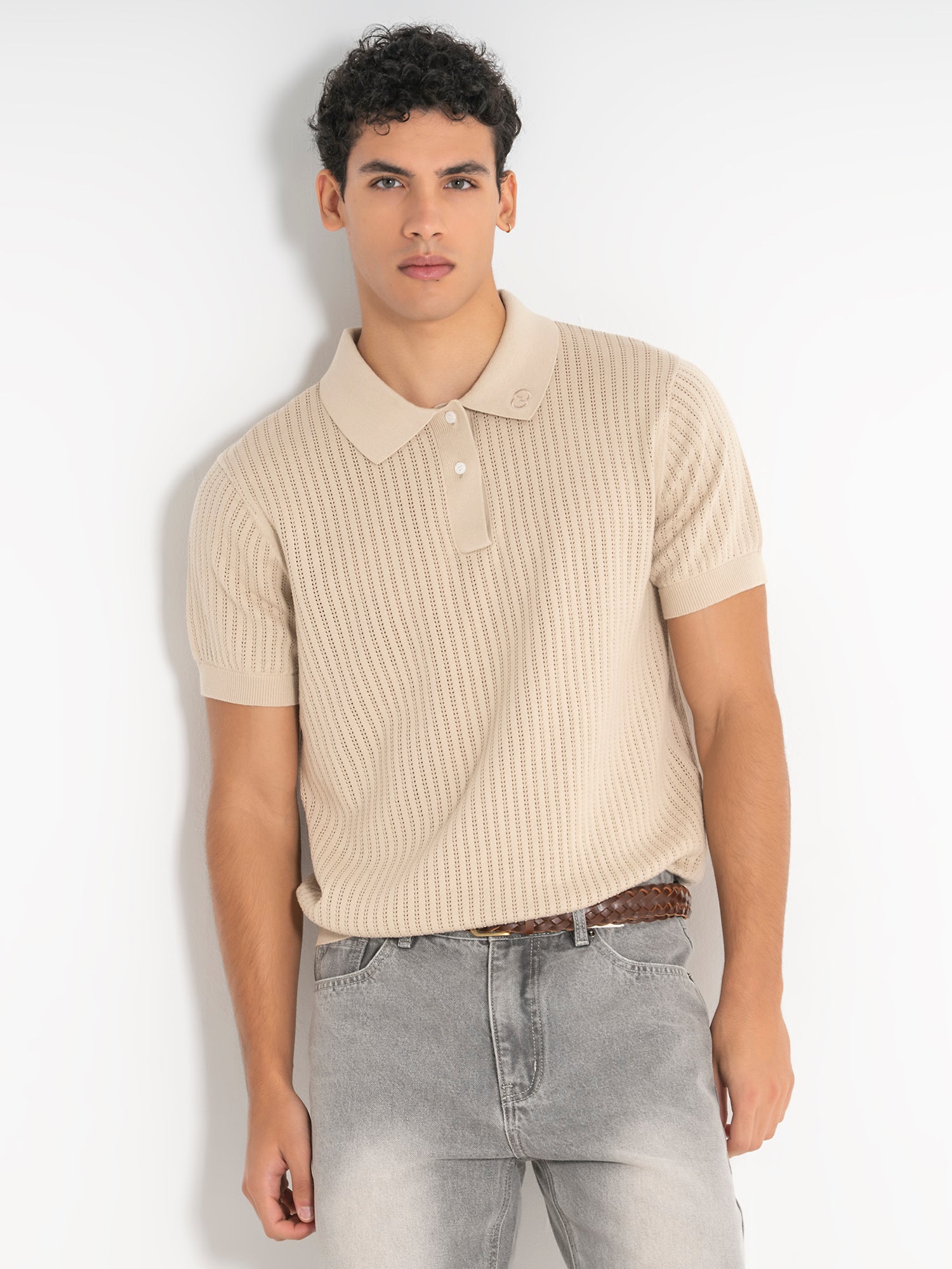 Taupe Sense Knit Polo