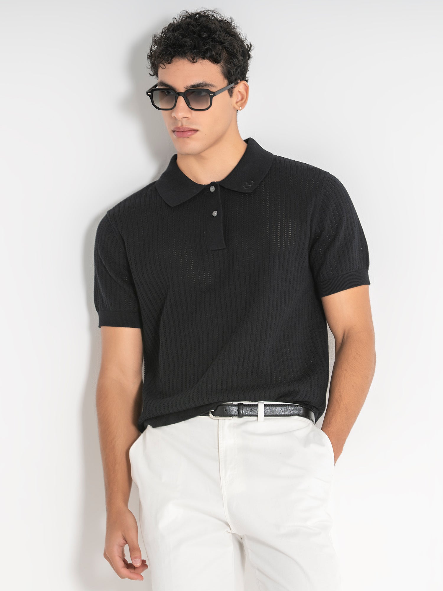 Black Sense Knit Polo