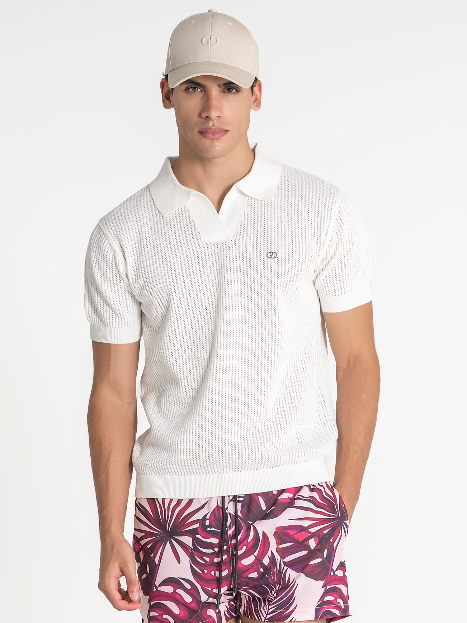 polos / White Mesh Knit Polo