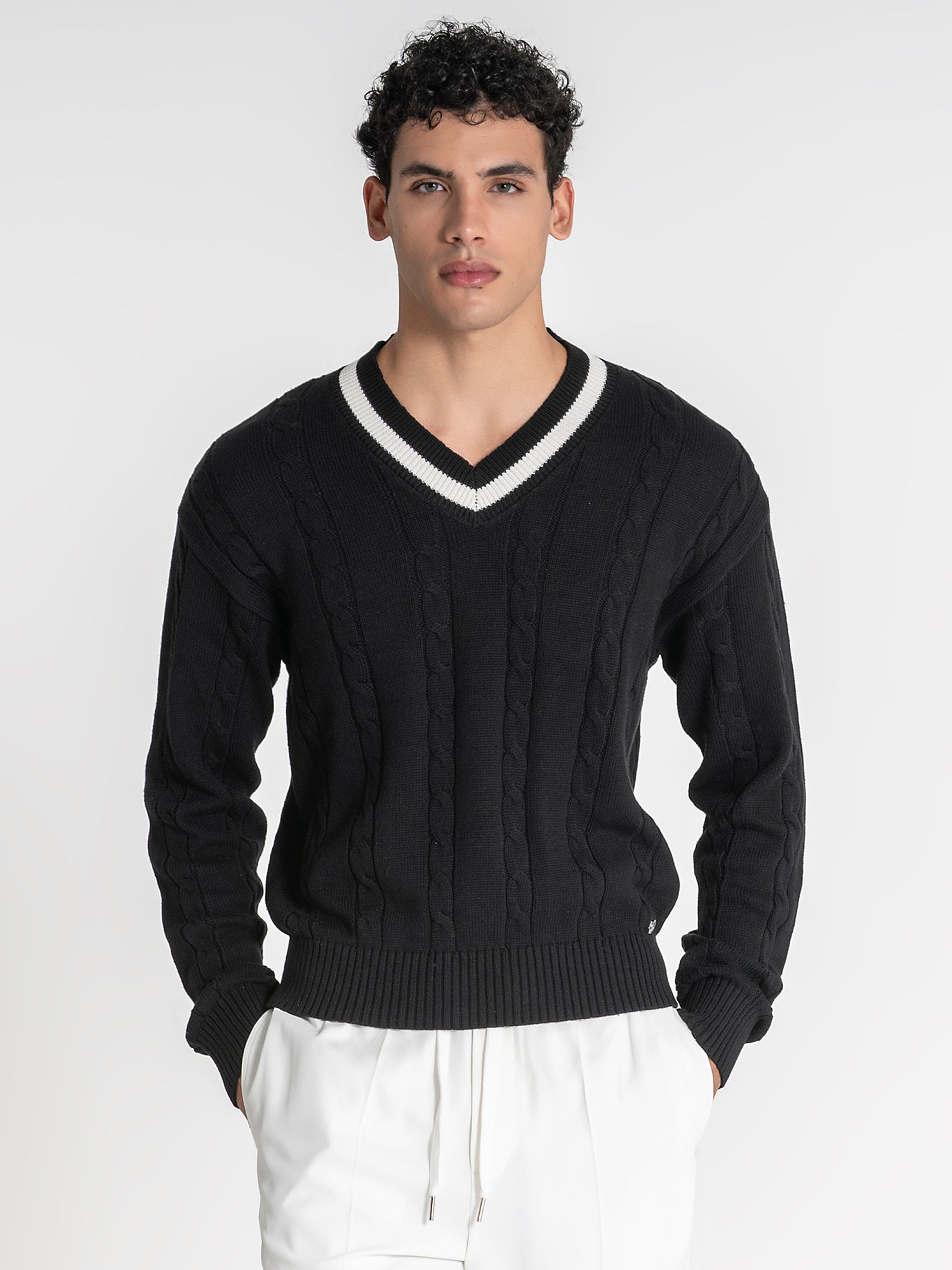 Black Cable Sweater
