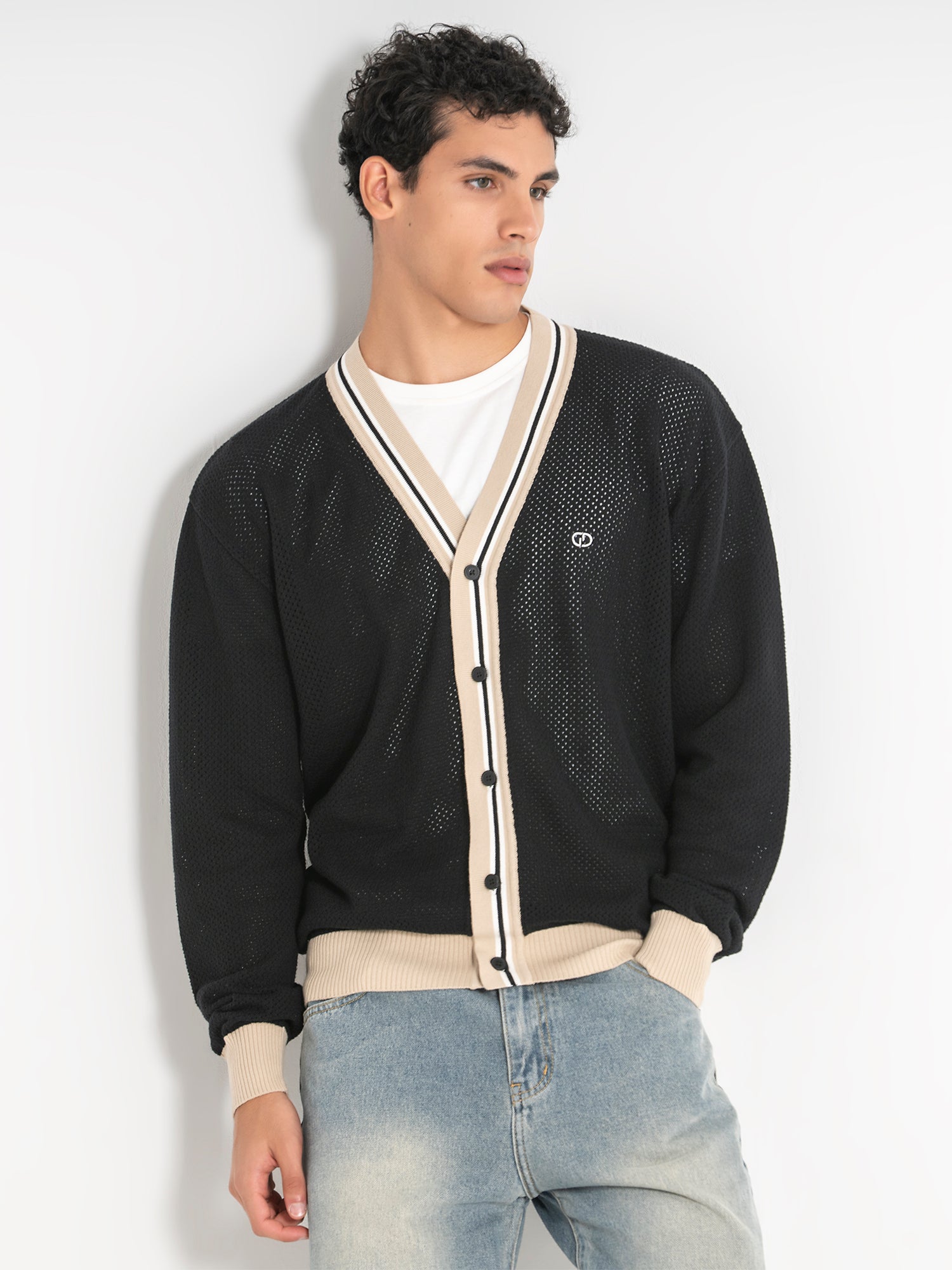 Black Striped Knit Cardigan