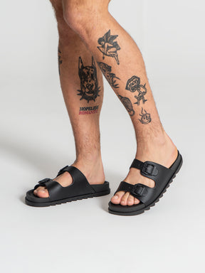 sliders / Black Explorer Sandals