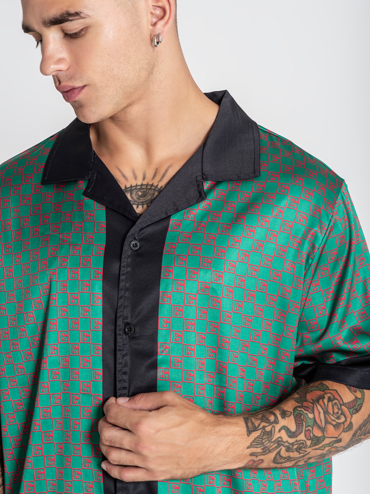 shirts / Green GK Mania Satin Shirt