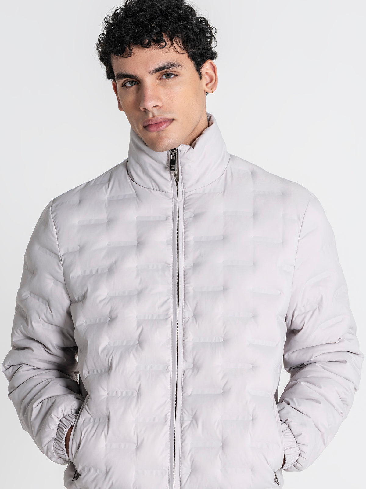 Grey Code Puffer Jacket