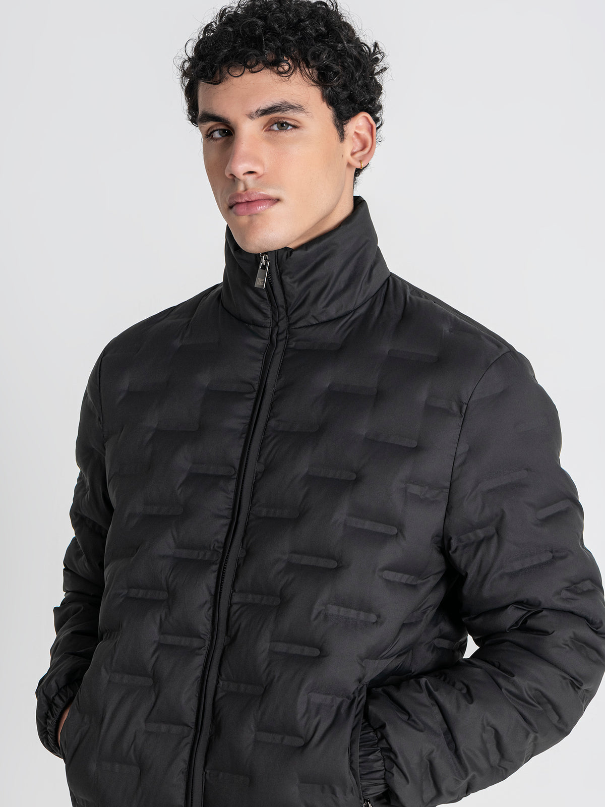 Black Code Puffer Jacket