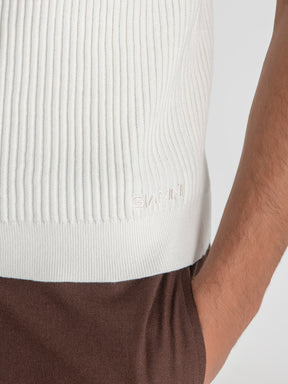 t-shirts / White Ribbed Knit Tee