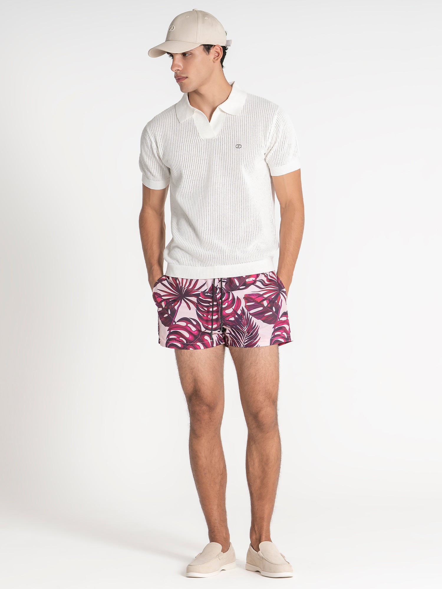 polos / White Mesh Knit Polo
