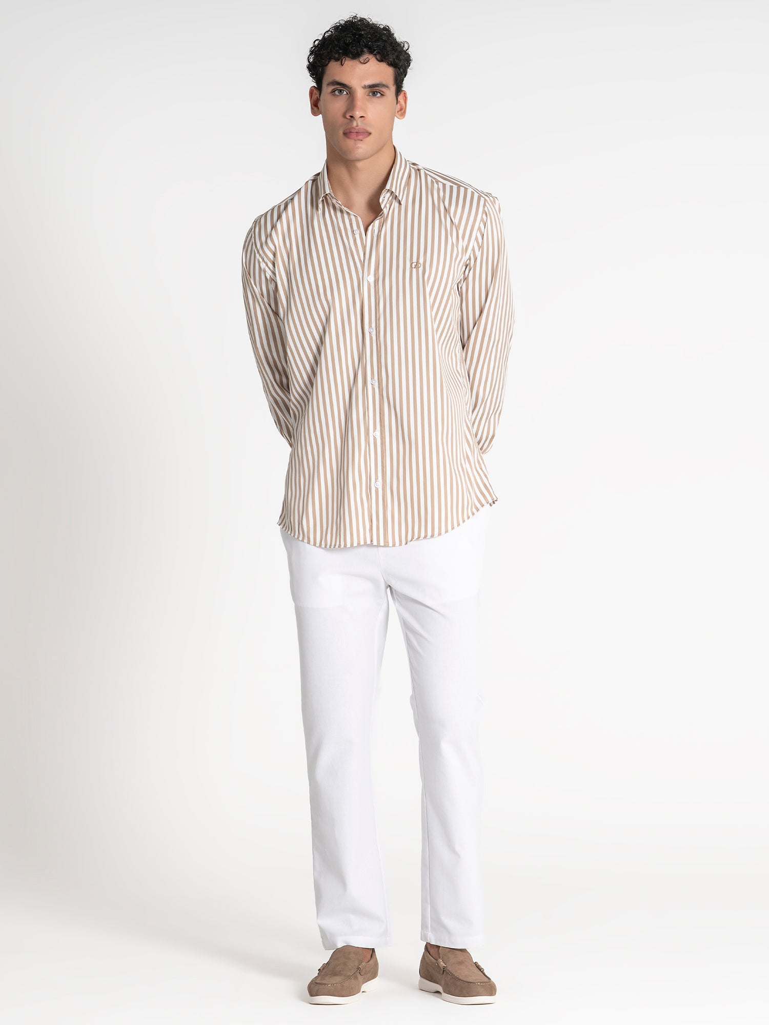 shirts / Beige Striped Shirt