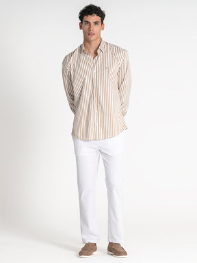 shirts / Beige Striped Shirt