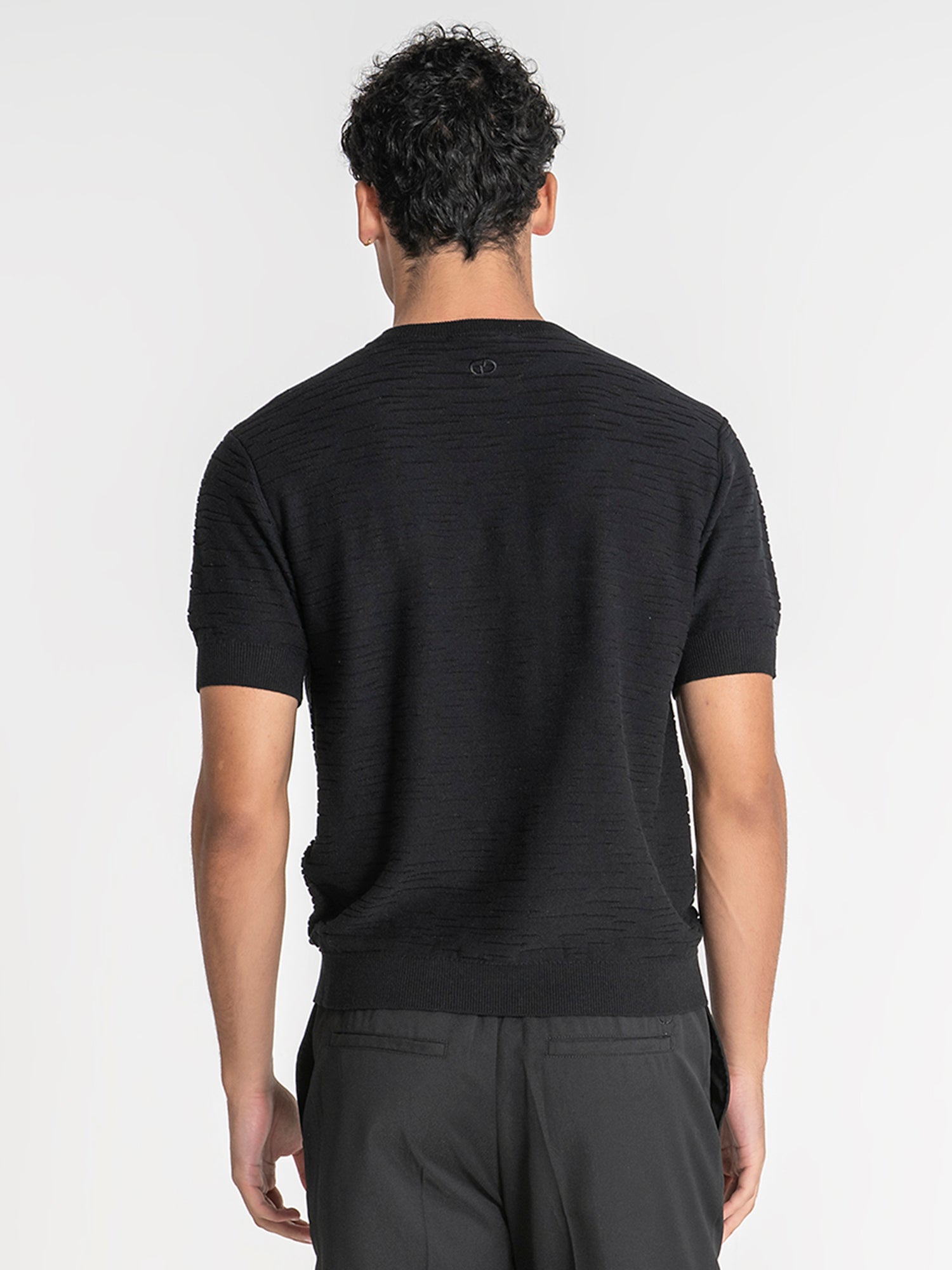 t-shirts / Black Uneven Knit Tee