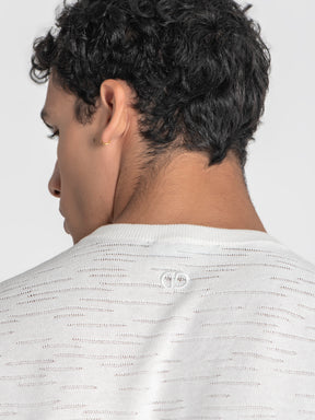 t-shirts / White Uneven Knit Tee