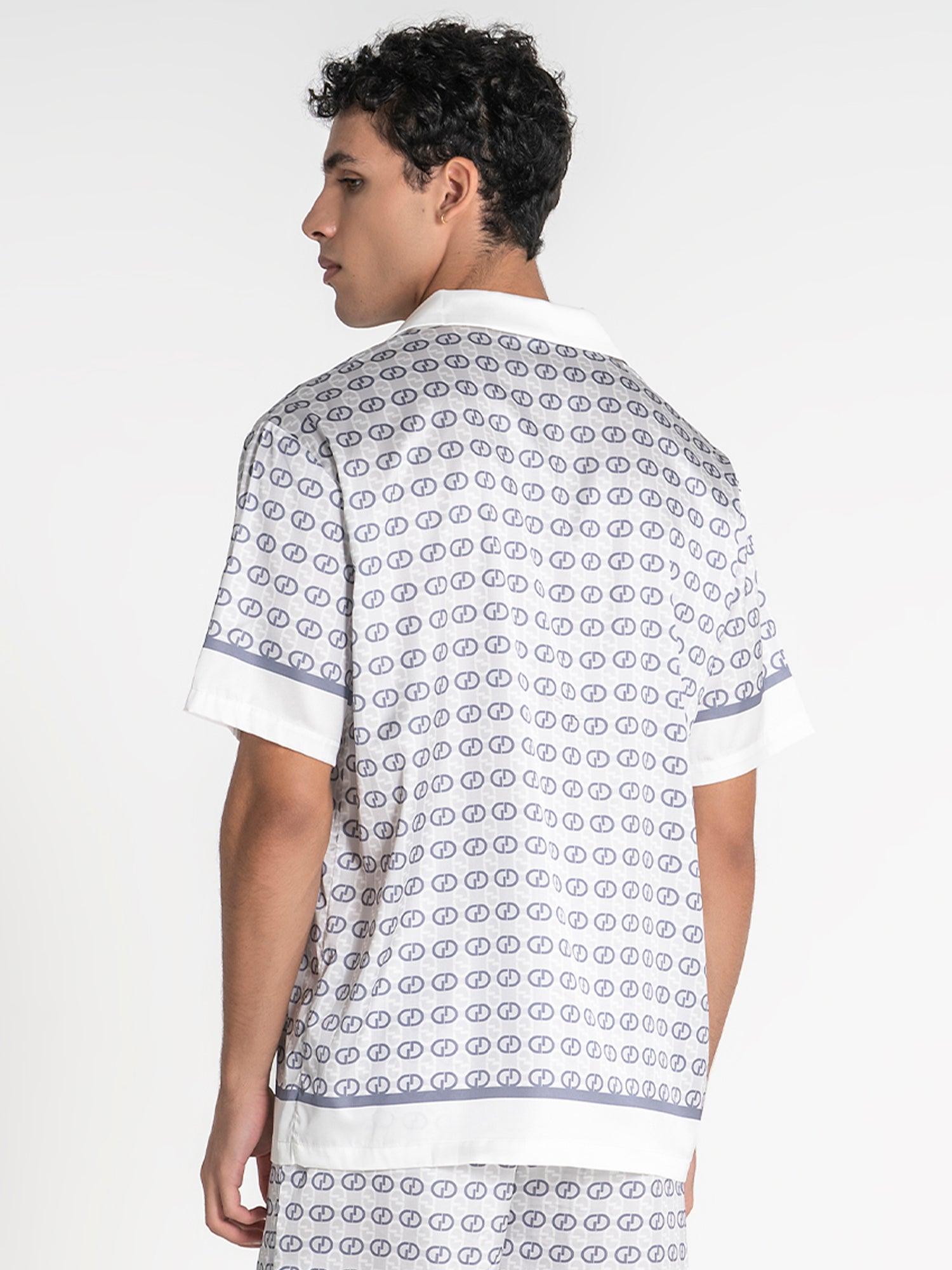shirts / White GG Mania Satin Shirt