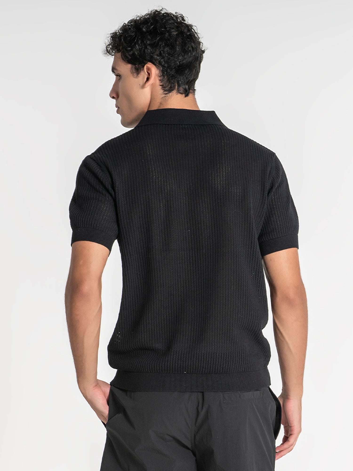polos / Black Mesh Knit Polo