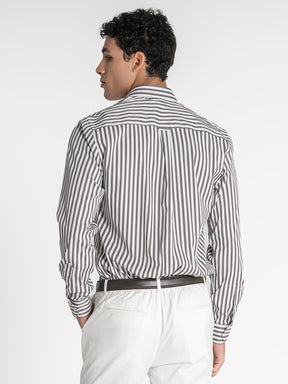 shirts / Taupe Striped Shirt