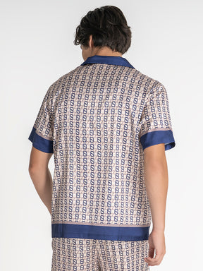 shirts / Blue GG Mania Satin Shirt