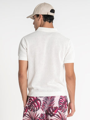 polos / White Mesh Knit Polo