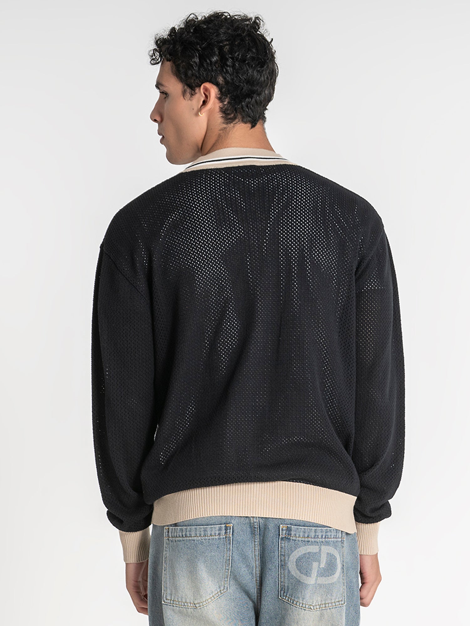 jackets / Black Striped Knit Cardigan