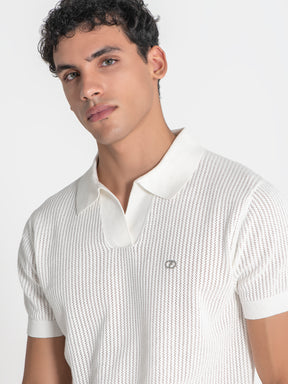 polos / White Mesh Knit Polo