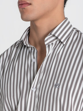 shirts / Taupe Striped Shirt