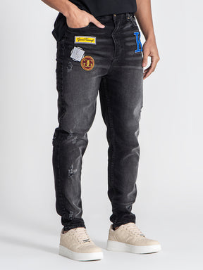jeans / Black Collage Patch Jeans