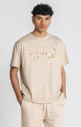 Beige Laced Oversized Tee