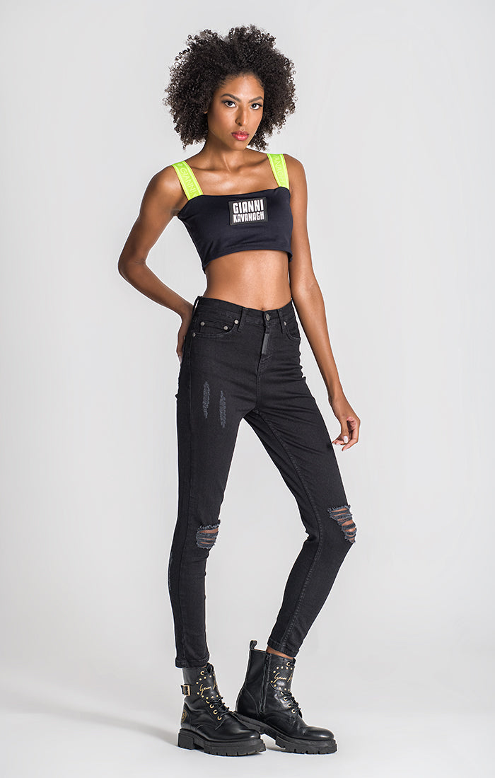 Black Copacabana Elastic Crop Top