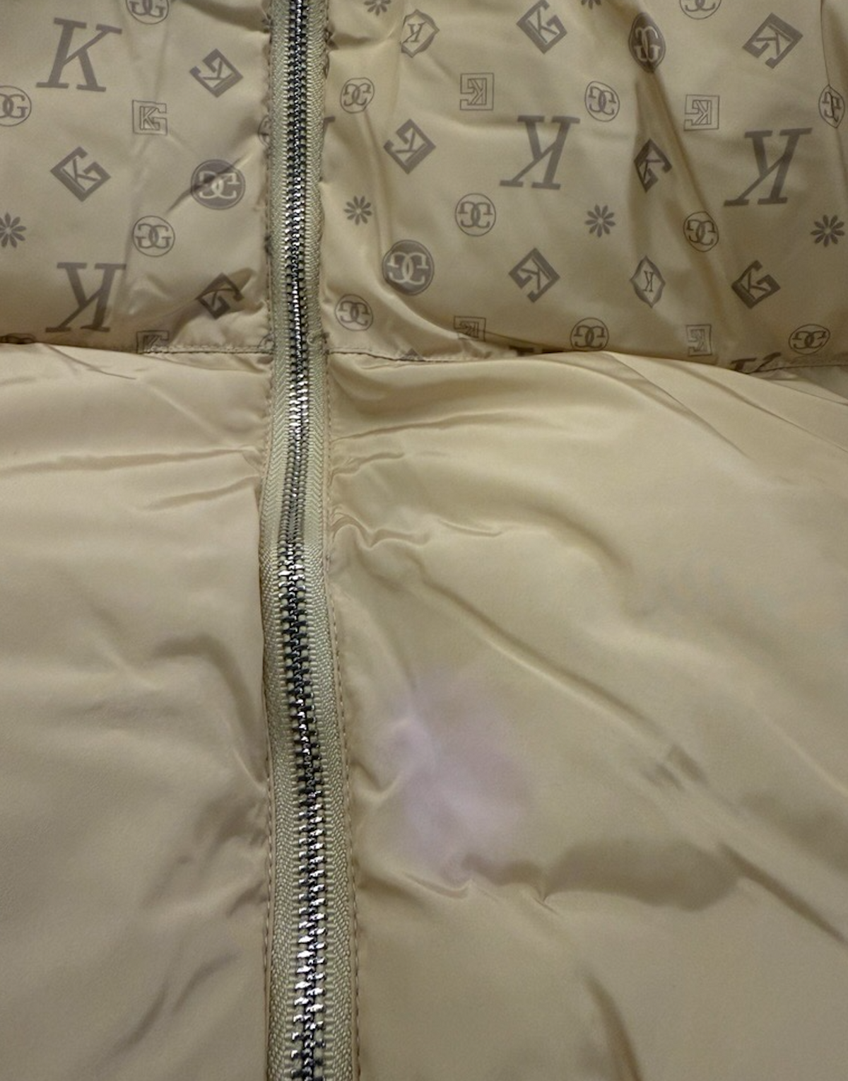 Beige Logomania Puffer Jacket (Defective)