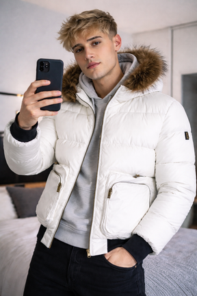 White Utility Puffer Jacket