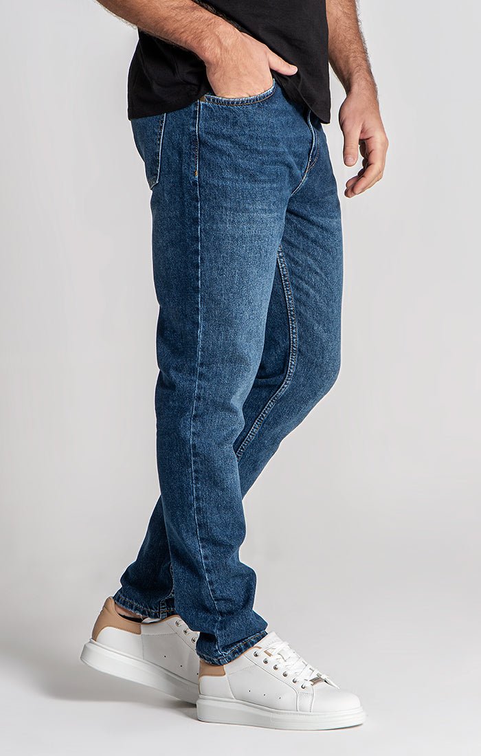 Dark Blue Core Straight-Leg Jeans