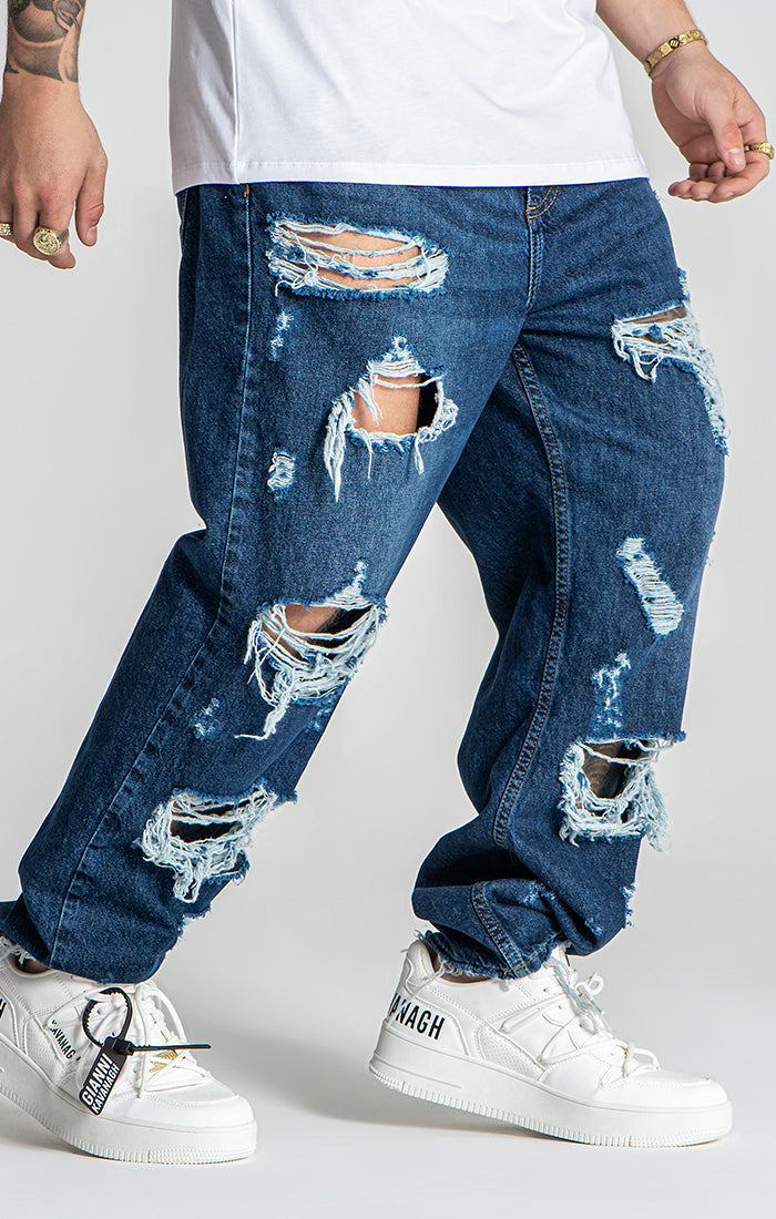 Dark Blue Echo Balloon Ripped Jeans
