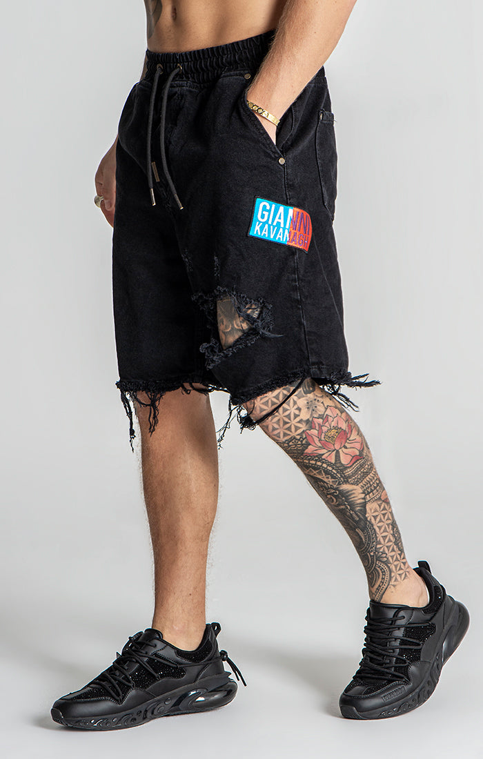 Black Multiply Denim Shorts